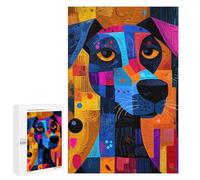 `1000 PCS Puzzles for Teenagerss Expressionist Geometry Dog - Vibrant Abstract Canine Art Puzzles for Adults Family Games Difficult Challenge Help The Brain Exercise 1000 PCS