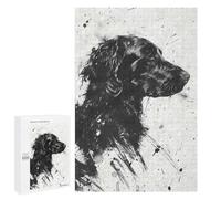 1000 PCS Puzzles for Teenagerss Flatcoated Retriever Ink Puzzle for Adults Fun Games Staycation Kill Time Help The Brain Exercise 1000 PCS