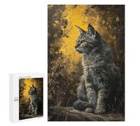 `1000 PCS Puzzles for Teenagerss Golden Meadows Maine Coon Puzzles for Adults Family Games Difficult Challenge Help The Brain Exercise 1000 PCS