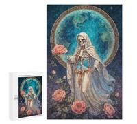 `1000 PCS Puzzles for Teenagerss La Niña Blanca, Santa Muerte in White Robe with Roses Puzzles for Adults Family Games Difficult Challenge Help The Brain Exercise 1000 PCS