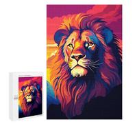 1000 PCS Puzzles for Teenagerss Lion Sunset Pixel Art Puzzle for Adults Fun Games Staycation Kill Time Help The Brain Exercise 1000 PCS