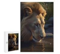 1000 PCS Puzzles for Teenagerss Lion Water Drinking River Puzzle for Adults Fun Games Staycation Kill Time Help The Brain Exercise 1000 PCS