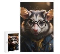 1000 PCS Puzzles for Teenagerss Opossum Cool Glasses Puzzle for Adults Fun Games Staycation Kill Time Help The Brain Exercise 1000 PCS