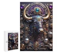 1000 PCS Puzzles for Teenagerss Steampunk Bull Portrait Puzzle for Adults Fun Games Staycation Kill Time Help The Brain Exercise 1000 PCS