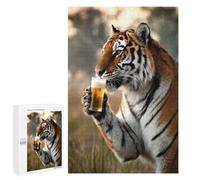 1000 PCS Puzzles for Teenagerss Tiger Sipping A Beer Puzzle for Adults Fun Games Staycation Kill Time Help The Brain Exercise 1000 PCS