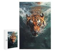 1000 PCS Puzzles for Teenagerss Tiger Swimming Underwater Puzzle for Adults Fun Games Staycation Kill Time Help The Brain Exercise 1000 PCS