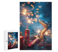 `1000 PCS Puzzles for Teenagerss Year of The Snake - Lunar Fireworks Celebration Puzzles for Adults Family Games Difficult Challenge Help The Brain Exercise 1000 PCS