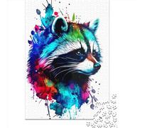 1000 Pcs Raccoon Jigsaw Puzzle Adult Creative Rectangular Puzzle Paper Puzzle Funny Educational Toy 1000pcs (38x26cm)