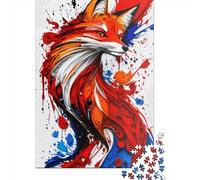 1000 Pcs Red Fox Splash Jigsaw Puzzle Adult Creative Rectangular Puzzle Wooden Puzzle Funny Educational Toy 1000pcs (75x50cm)