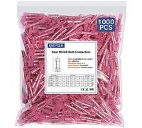 1000 Pcs Red Heat Shrink Butt Connectors, 22-16 AWG Marine Grade Insulated Crimp Wire Connectors, Waterproof Electrical Connectors Butt Splice for Boat Truck Wiring