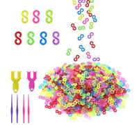 1000 Pcs S Clips Rubber Band Clips, Colourful Loom Band S Clips Plastic Band Clips Connectors Refills Bracelet Kit Clip for Craft Making DIY Bracelet Connector Weaving Necklace Jewelry Accessories