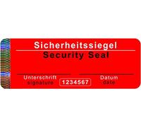 1000 pcs - Security Seal with Serial Number - 70x25mm red, German/English, writable, Tamper Proof - self-Adhesive Security Labels, Quality & Safety Seals, Antifake & Authenticity Sticker, Atairs