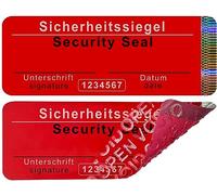 1000 pcs - Security Seal with Serial Number Without Residue - 70x25mm red, German/English, writable, Tamper Proof - self-Adhesive Safety Seal Sticker, Authenticity & Original Labels, Atairs