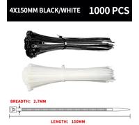 1000 PCS Self-Locking Cable Tie,Nylon Tie,Zip Ties White/Black Plastic Strong Sn