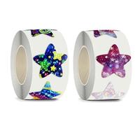 1000 Pcs Shiny Star Stickers, 2.5 cm Self Adhesive Shiny Reward Stickers, 3 Rolls Motivational Holographic Star Sticker for Children Students Teachers Classroom