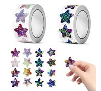 1000 Pcs Smiley Face Stickers, Shiny Stickers Roll Self Adhesive Shiny Reward Stickers, 2.5 CM 2 Rolls Holographic Stickers for Children Students Teachers Classroom