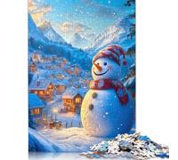 1000 Pcs 'Snowman Christmas Jigsaw Puzzle Adult Kids Creative Rectangular Wooden Puzzle Funny Educational Toy 1000pcs (75x50cm)