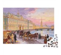 1000 Pcs St Petersburg Riverside Jigsaw Puzzle, Winter Palace Carriage | 70x50cm Brain Workout, Accurate Cutting, Adult Hobbyists, Stress Reduction