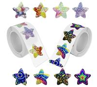 1000 Pcs Star Stickers for Reward Chart,Self-Adhesive Teacher Reward Stars Holographic Stickers for Children Roll,Sparkly Multicolor Shiny Universe Chart for Incentive Toddler Kids Waterproof Durable