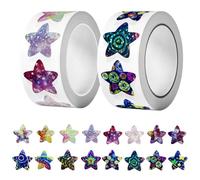 1000 Pcs Star Stickers,Self Adhesive Reward Stickers,Star Pattern Sticker Roll,Shiny Holographic Sticker,Colored Behavior Chart Labels,for Children Students Teachers Classroom DIY Craft