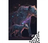 1000 Pcs Starry Nights Lioness Jigsaw Puzzle Adult Creative Rectangular Puzzle Paper Puzzle Funny Educational Toy 1000pcs (38x26cm)