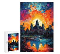 1000 PCS Teenager Puzzles Angkor Wat Sunset Reflection Jigsaw Puzzles for Teenagers Difficult Hard Every Piece Is Unique - Birthday Present, Gifts, 1000 PCS