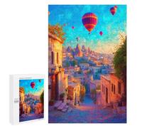 1000 PCS Teenager Puzzles Colorful Village with Hot Air Balloons Jigsaw Puzzles for Teenagers Difficult Hard Every Piece Is Unique - Birthday Present, Gifts, 1000 PCS