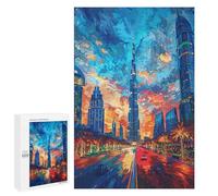 1000 PCS Teenager Puzzles Dubai Skyline at Sunset Jigsaw Puzzles for Teenagers Difficult Hard Every Piece Is Unique - Birthday Present, Gifts, 1000 PCS