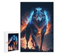 1000 PCS Teenager Puzzles Flaming Wolf Art Print -3 Jigsaw Puzzles for Teenagers Difficult Hard Every Piece Is Unique - Birthday Present, Gifts, 1000 PCS