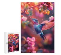 1000 PCS Teenager Puzzles Hummingbird Feeding on Flowers Jigsaw Puzzles for Teenagers Difficult Hard Every Piece Is Unique - Birthday Present, Gifts, 1000 PCS