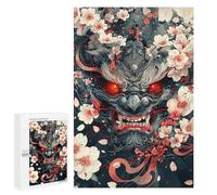 1000 PCS Teenager Puzzles Japanese Demon Mask with Flowers Jigsaw Puzzles for Teenagers Difficult Hard Every Piece Is Unique - Birthday Present, Gifts, 1000 PCS