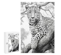 1000 PCS Teenager Puzzles Leopard in Tree Wildlife Art Print Jigsaw Puzzles for Teenagers Difficult Hard Every Piece Is Unique - Birthday Present, Gifts, 1000 PCS