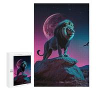 1000 PCS Teenager Puzzles Lion King Under Neon Moon Puzzle For Teenagers Family Activities for Birthday, Chrismas Birthday And Unique Gifts 1000 PCS