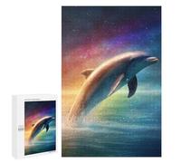 1000 PCS Teenager Puzzles Rainbow Dolphin Splash Jigsaw Puzzles for Teenagers Difficult Hard Every Piece Is Unique - Birthday Present, Gifts, 1000 PCS