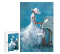 1000 PCS Teenager Puzzles White Dress Piano Player Art Print -1 Jigsaw Puzzles for Teenagers Difficult Hard Every Piece Is Unique - Birthday Present, Gifts, 1000 PCS