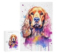 1000 PCS Teenagers Pieces Jigsaw Puzzle American Cocker Watercolor Adult Jigsaw Brain Teaser Game Birthday Present Educational Challenge 1000 PCS