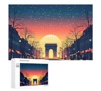 1000 PCS Teenagers Pieces Jigsaw Puzzle Arc De Triomphe at Sunset Adult Jigsaw Puzzle Brain Teaser Game Hand Speed Race Challenging To Complete 1000 PCS