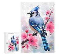 1000 PCS Teenagers Pieces Jigsaw Puzzle Blue Jay Cherry Blossom Puzzles for Adults Family Game Stress Reliever Challenging To Complete 1000 PCS