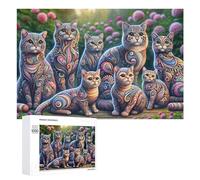 1000 PCS Teenagers Pieces Jigsaw Puzzle Colorful Cats Garden Puzzle for Adults Toy Wall Decor Perfect Decoration Challenging To Complete 1000 PCS
