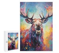 1000 PCS Teenagers Pieces Jigsaw Puzzle Colorful Moose Painting Puzzle for Adults Toy Wall Decor Perfect Decoration Challenging To Complete 1000 PCS