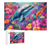 1000 PCS Teenagers Pieces Jigsaw Puzzle Colorful Underwater Paradise with Dolphin Puzzle for Adults Toy Wall Decor Perfect Decoration Challenging To Complete 1000 PCS