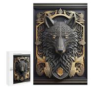 1000 PCS Teenagers Pieces Jigsaw Puzzle King Black Wolf Art Deco Adult Jigsaw Puzzle Brain Teaser Game Hand Speed Race Challenging To Complete 1000 PCS