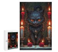 1000 PCS Teenagers Pieces Jigsaw Puzzle Magic Black Cat with Candles Teenagers Puzzles Toy Wall Decor Presents for Women Gifts for Friends And Family 1000 PCS