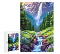 1000 PCS Teenagers Pieces Jigsaw Puzzle Mountain Waterfall Landscape with Stream Teenagers Puzzles Toy Wall Decor Presents for Women Gifts for Friends And Family 1000 PCS