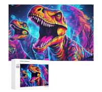 1000 PCS Teenagers Pieces Jigsaw Puzzle Neon Dinosaur Artwork Puzzle for Adults Toy Wall Decor Perfect Decoration Challenging To Complete 1000 PCS