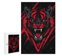 1000 PCS Teenagers Pieces Jigsaw Puzzle Red And Black Tiger Illustration Teenagers Puzzles Toy Wall Decor Presents for Women Gifts for Friends And Family 1000 PCS