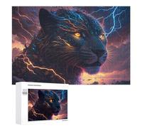 1000 PCS Teenagers Pieces Jigsaw Puzzle Thunderous Jaguar Wild Power Unleashed Puzzles for Adults Family Game Stress Reliever Challenging To Complete 1000 PCS