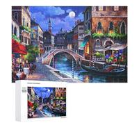 1000 PCS Teenagers Pieces Jigsaw Puzzle Venetian Night Canal Puzzle Puzzle for Adults Toy Wall Decor Perfect Decoration Challenging To Complete 1000 PCS