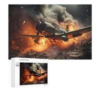 1000 PCS Teenagers Pieces Jigsaw Puzzle Warplane Crash Explosion Scene Puzzle for Adults Toy Wall Decor Perfect Decoration Challenging To Complete 1000 PCS