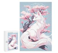 1000 PCS Teenagers Pieces Jigsaw Puzzle White Kitsune Sakura Tree Adult Jigsaw Brain Teaser Game Birthday Present Educational Challenge 1000 PCS